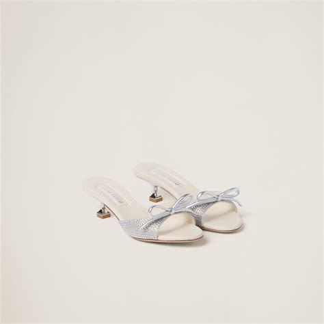 miu miu pearl sandals|Pearl Gray Satin Sandals With Artificial Crystals .